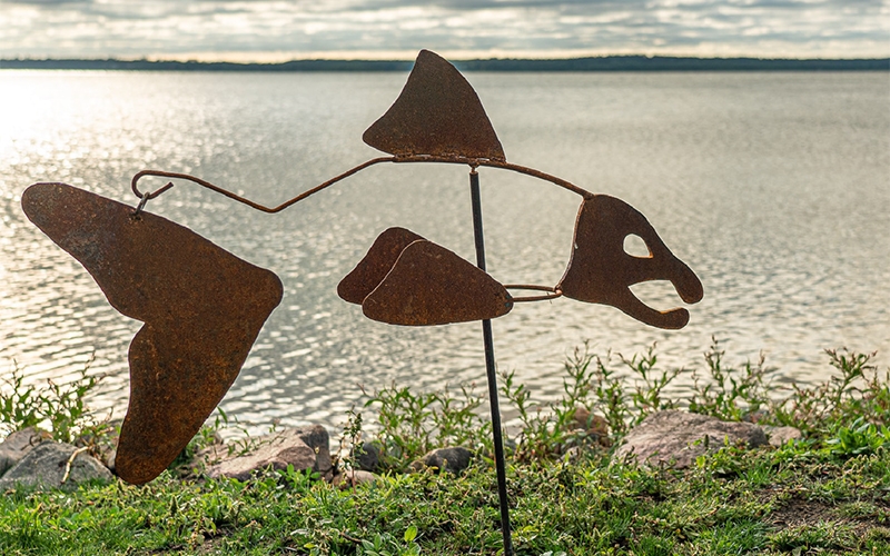 Sam, Water's Edge Metal Art metal fish sculpture
